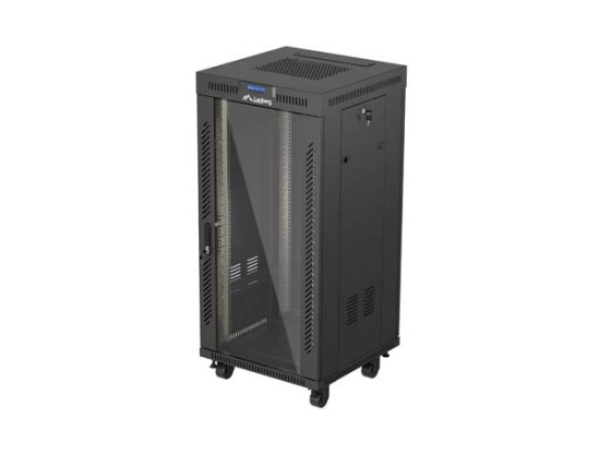 INSTALLATION RACK 19" 24U 600X600 BLACK GLASS DOOR LCD LANBERG (FLAT PACK) V2