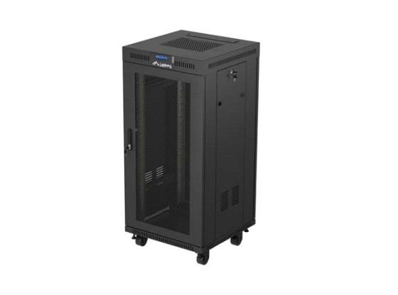 ARMOIRE D'INSTALLATION RACKABLE 19" 24U 600X600 NOIR LCD PORTE PERFORÉE LANBERG (FLAT PACK) V2