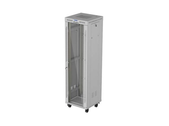 ARMOIRE D'INSTALLATION RACK 19" 42U 600X600 GRIS PORTE VITRÉE LCD LANBERG (FLAT PACK) V2