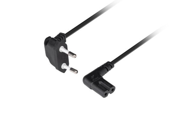 CEE 7/16->IEC 320 C7 EURO (RADIO) CORDON D'ALIMENTATION 3M COUDÉ ENEC NOIR LANBERG
