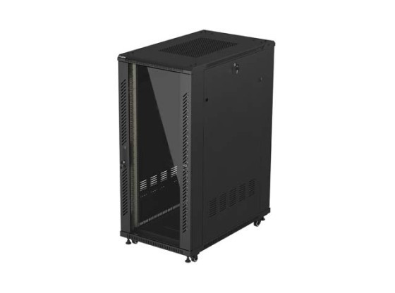 ARMOIRE RACK 19" AUTONOME 27U/600X1000 (EN KIT) AVEC PORTE EN VERRE NOIRE LANBERG