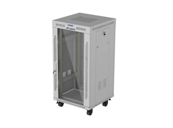 ARMOIRE RACK 19" AUTONOME 22U/600X600 (EN KIT) AVEC PORTE EN VERRE LCD GRIS LANBERG V2