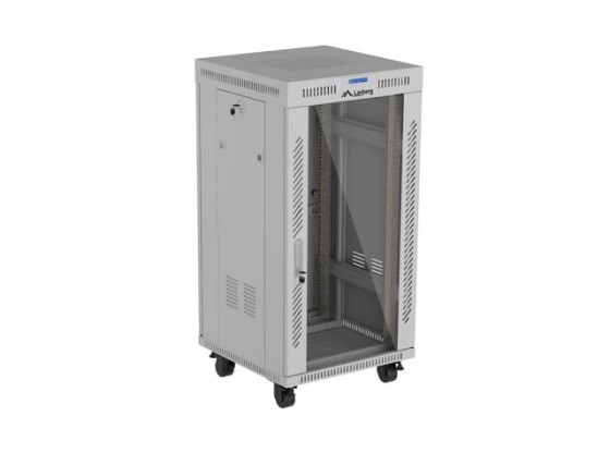 ARMOIRE RACK 19" AUTONOME 22U/600X600 (EN KIT) AVEC PORTE EN VERRE LCD GRIS LANBERG V2