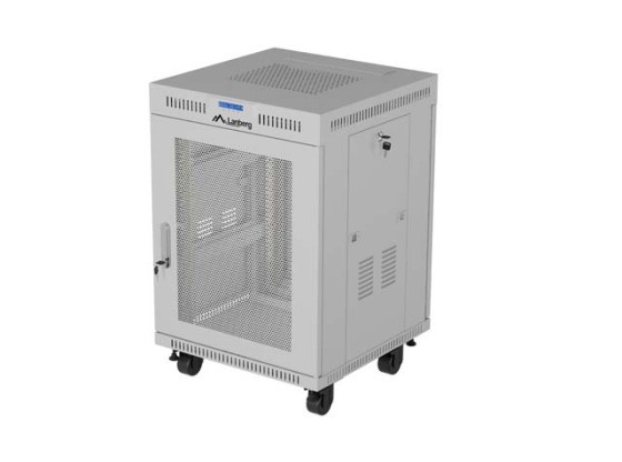 ARMOIRE RACK 19" AUTONOME 15U/600X800 (EN KIT) AVEC PORTE EN FILET, LCD, GRISE, LANBERG