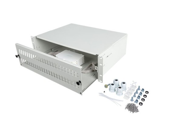 PANNEAU DE RACCORDEMENT FIBRE OPTIQUE LANBERG 19" 3U POUR MONTAGE EN RACK 48XSC DUPLEX / 48XLC QUAD GRIS + ACCESSOIRES