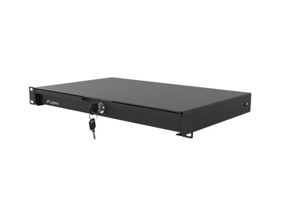 TIROIR 19" 1U / 483 x 270 mm - CAPACITÉ DE CHARGE MAXIMALE JUSQU'À 90 kg - FIXATION À 4 POINTS - NOIR - LANBERG