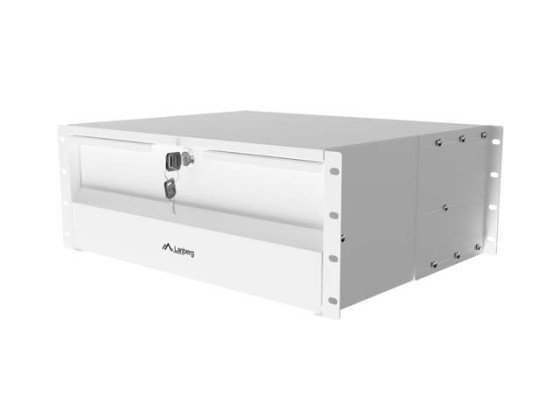 TIROIR 19" 4U / 483 x 360 mm - CAPACITÉ DE CHARGE MAXIMALE JUSQU'À 90 kg - FIXATION EN 4 POINTS - GRIS LANBERG