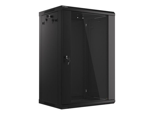 ARMOIRE RACK 19" MONTAGE MURAL 18U/600X450 (FLAT PACK) AVEC PORTE EN VERRE NOIR LANBERG V2