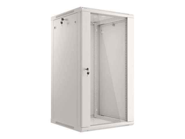 ARMOIRE RACK 19" MONTAGE MURAL 22U/600X600 (FLAT PACK) AVEC PORTE EN VERRE GRIS LANBERG V2