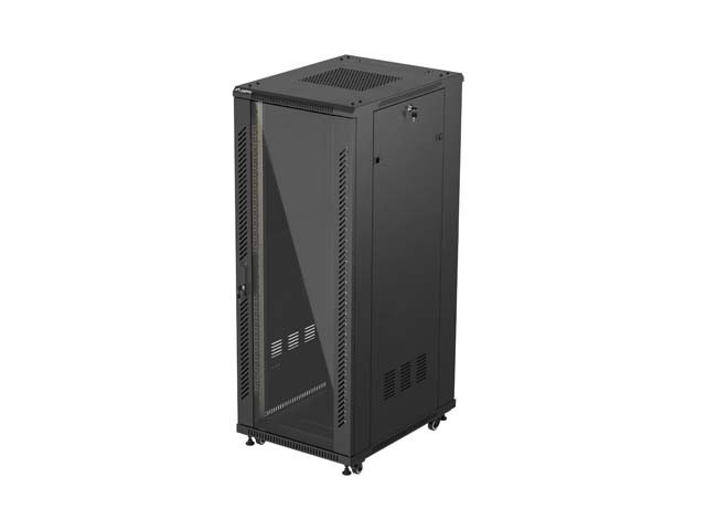 ARMOIRE RACK 19" FREE-STANDING 32U/600X800 (FLAT PACK) AVEC PORTE EN VERRE NOIR LANBERG