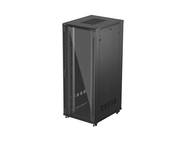 ARMOIRE RACK 19" AUTOPORTANTE 42U/800X1000 (FLAT PACK) AVEC PORTE EN VERRE NOIR LANBERG