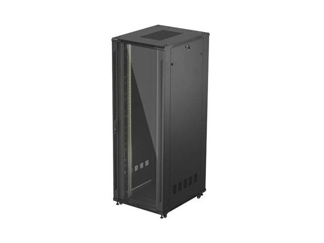 ARMOIRE RACK 19" AUTOPORTANTE 47U/800X1000 (FLAT PACK) AVEC PORTE EN VERRE NOIR LANBERG
