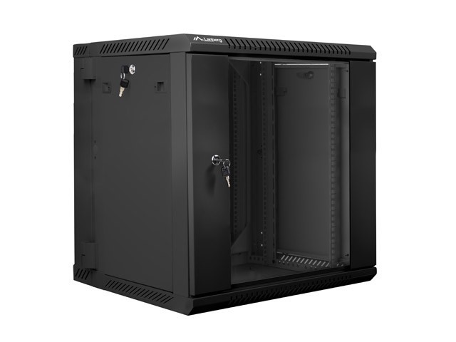 ARMOIRE RACK 19" DOUBLE SECTION MONTAGE MURAL 12U/600X600 (FLAT PACK) NOIR LANBERG