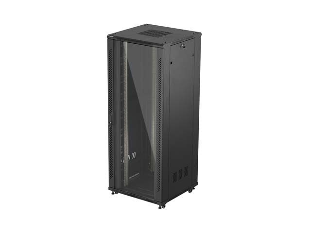 ARMOIRE D'INSTALLATION RACKABLE 19" 42U 800X800 NOIR PORTE EN VERRE LANBERG (FLAT PACK)