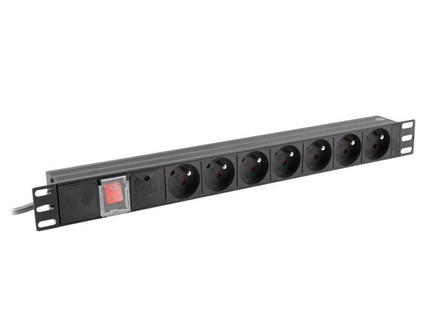 UNITÉ DE DISTRIBUTION D'ALIMENTATION (PDU) 19" LANBERG 1U 10A 2M 7X FRENCH OUTLETS BLACK C14