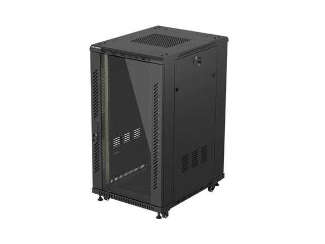 ARMOIRE D'INSTALLATION RACK 19" 22U 600X800 NOIR PORTE EN VERRE LANBERG (FLAT PACK)