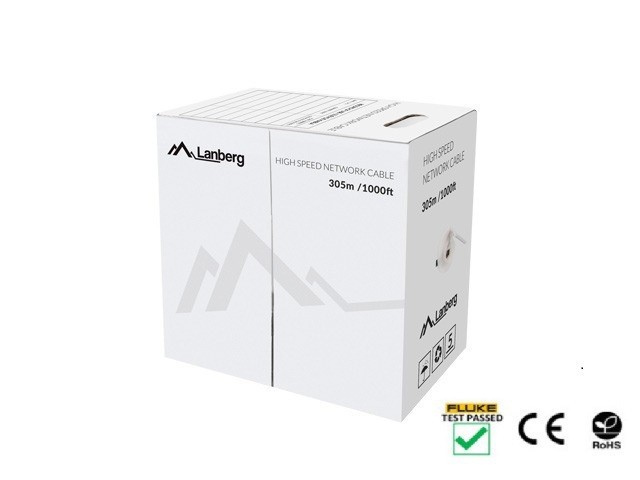 CÂBLE LAN CAT.6 UTP 305M SOLID CU GREY FLUKE PASSED LANBERG