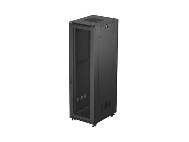 ARMOIRE RACK 19" AUTOPORTANTE 42U/600X800 (FLAT PACK) AVEC PORTE GRILLAGÉE NOIR LANBERG