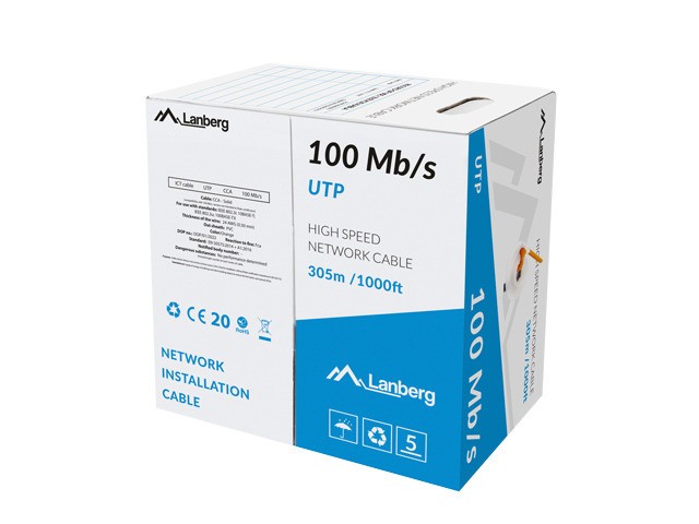 LAN CABLE UTP 305M SOLID CCA ORANGE LANBERG