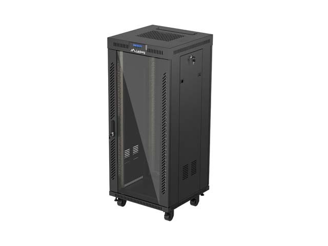 ARMOIRE RACK 19" FREE-STANDING 27U/600X600 (FLAT PACK) AVEC PORTE EN VERRE LCD NOIR LANBERG V2