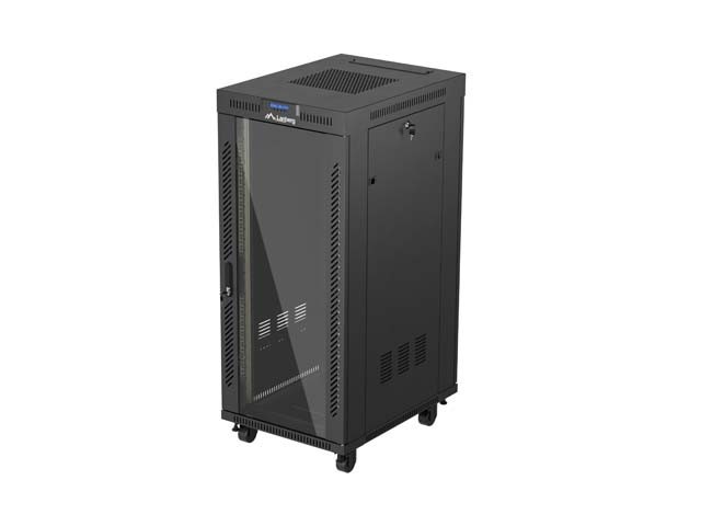 ARMOIRE RACK 19" FREE-STANDING 27U/600X800 (FLAT PACK) AVEC PORTE EN VERRE LCD NOIR LANBERG V2
