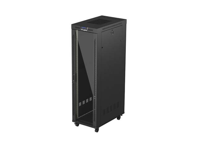 ARMOIRE RACK 19" AUTOPORTANTE 42U/600X1000 (FLAT PACK) AVEC PORTE VITRÉE LCD NOIR LANBERG V2