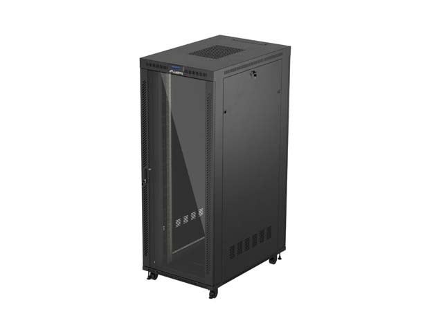ARMOIRE RACK 19" AUTOPORTANTE 42U/800X1200 (FLAT PACK) AVEC PORTE VITRÉE LCD NOIR LANBERG V2