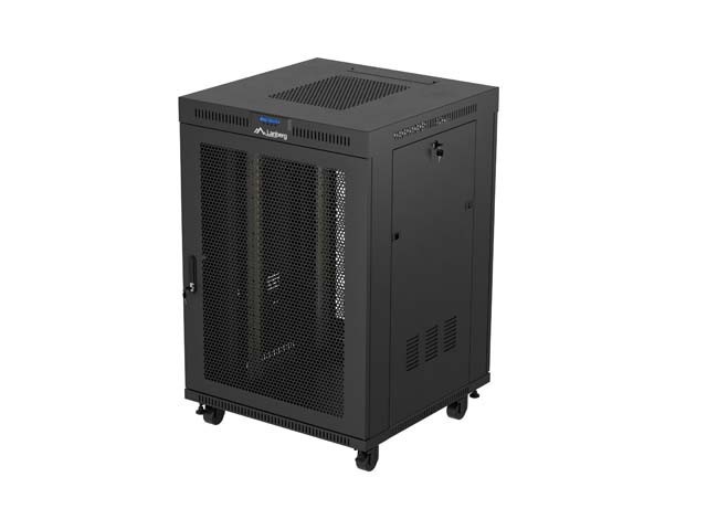 ARMOIRE RACK 19" FREE-STANDING 22U/800X800 (FLAT PACK) NOIR AVEC PORTE EN VERRE LCD LANBERG V2