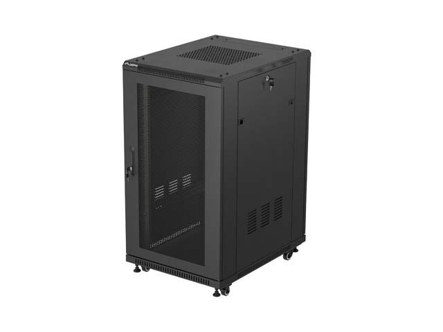 ARMOIRE RACK 19" AUTOPORTANTE 22U/600X800 (FLAT PACK) AVEC PORTE GRILLAGÉE NOIR LANBERG