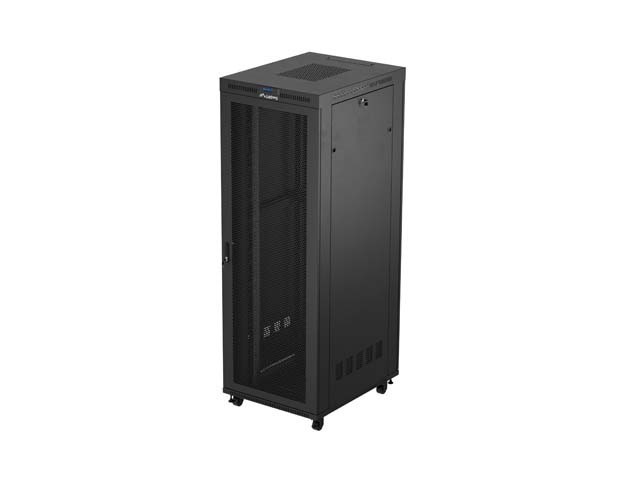 ARMOIRE RACK 19" AUTOPORTANTE 47U/800X1000 (FLAT PACK) AVEC PORTE GRILLAGÉE LCD NOIR LANBERG V2