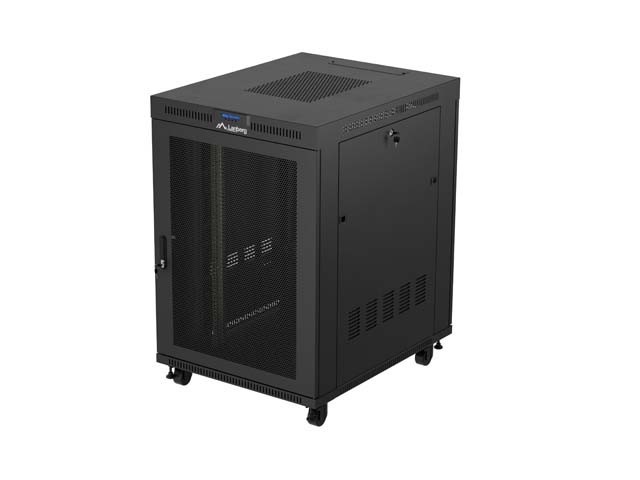 ARMOIRE RACK 19" AUTOPORTANTE 22U/800X1000 (FLAT PACK) AVEC PORTE GRILLAGÉE LCD NOIR LANBERG V2