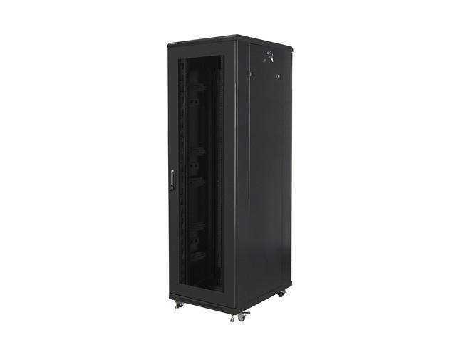 ARMOIRE RACK 19" AUTOPORTANTE 42U/800X800 AVEC PORTE PERFORÉE NOIR LANBERG (ASSEMBLÉ)