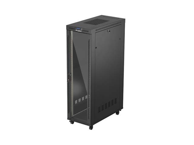 INSTALLATION RACK 19" 42U 600X1200 BLACK GLASS DOOR LCD LANBERG (FLAT PACK) V2