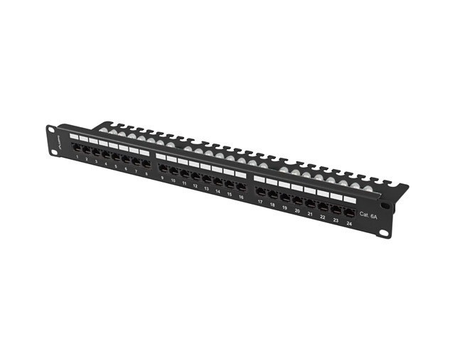 PANNEAU DE BRASSAGE 24 PORTS 1U 19" CAT.6A UTP AVEC ORGANISATEUR DE CÂBLES LANBERG NOIR