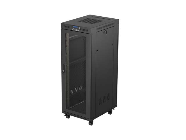 ARMOIRE D'INSTALLATION RACKABLE 19" 32U 600X800 NOIR LCD PORTE PERFORÉE LANBERG (FLAT PACK)