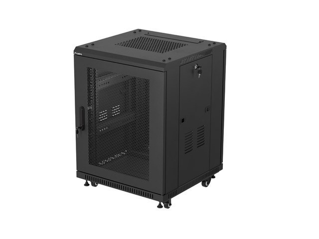 RACK D'INSTALLATION 19" 15U 600X600 NOIR PORTE PERFORÉE LANBERG (FLAT PACK)