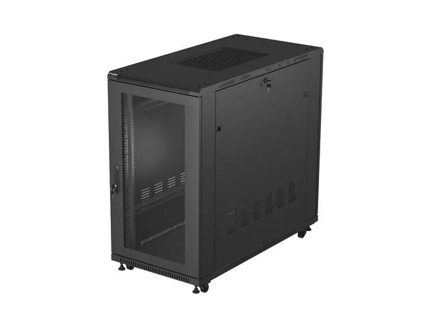ARMOIRE D'INSTALLATION RACK 19" 22U 600X1200 NOIR PORTE PERFORÉE LANBERG (FLAT PACK)