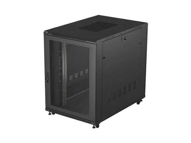 ARMOIRE D'INSTALLATION RACKABLE 19" 22U 800X1200 NOIR PORTE PERFORÉE LANBERG (FLAT PACK)