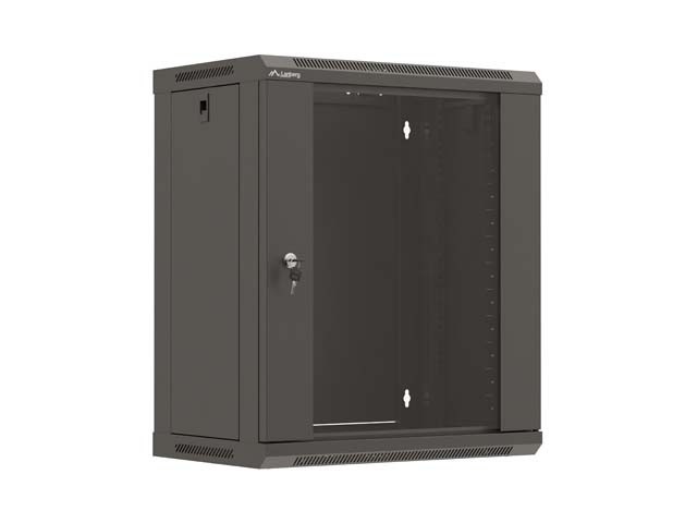 INSTALLATION RACK 19" 12U 540X350 BLACK GLASS DOOR LANBERG (FLAT PACK)